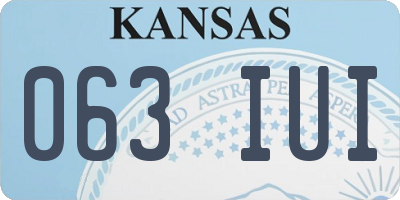 KS license plate 063IUI