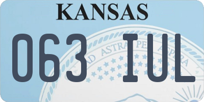 KS license plate 063IUL