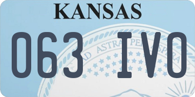 KS license plate 063IVO