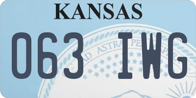 KS license plate 063IWG
