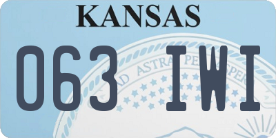 KS license plate 063IWI