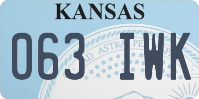 KS license plate 063IWK