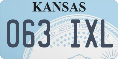 KS license plate 063IXL