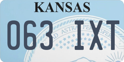 KS license plate 063IXT