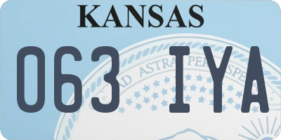 KS license plate 063IYA