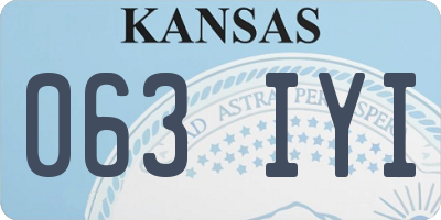 KS license plate 063IYI