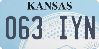 KS license plate 063IYN
