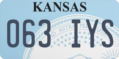 KS license plate 063IYS