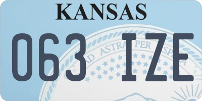 KS license plate 063IZE