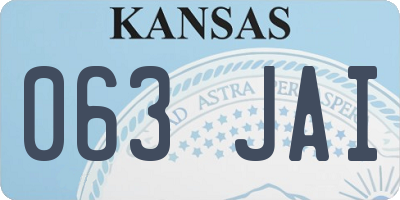 KS license plate 063JAI