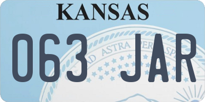 KS license plate 063JAR
