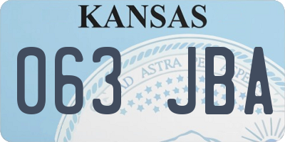 KS license plate 063JBA