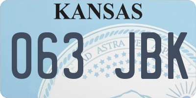 KS license plate 063JBK