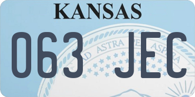 KS license plate 063JEC