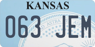 KS license plate 063JEM