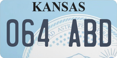 KS license plate 064ABD