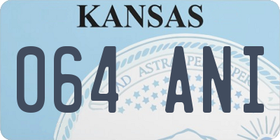 KS license plate 064ANI
