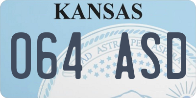 KS license plate 064ASD