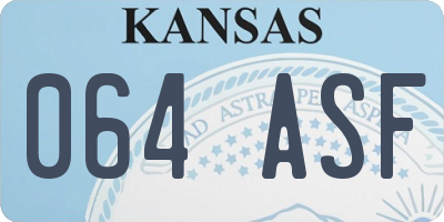 KS license plate 064ASF