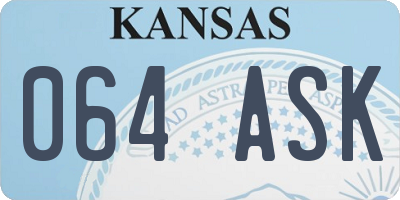 KS license plate 064ASK