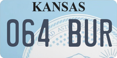KS license plate 064BUR
