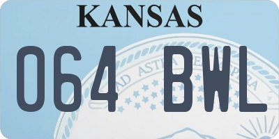 KS license plate 064BWL