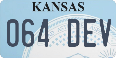 KS license plate 064DEV