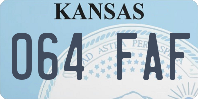KS license plate 064FAF