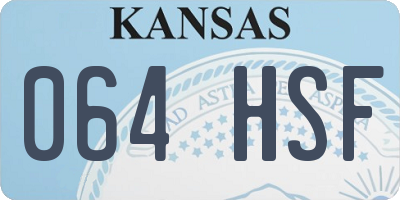 KS license plate 064HSF