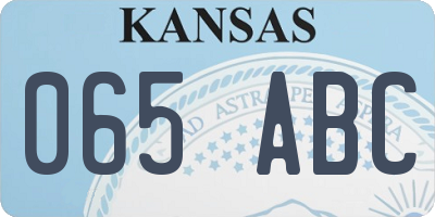 KS license plate 065ABC