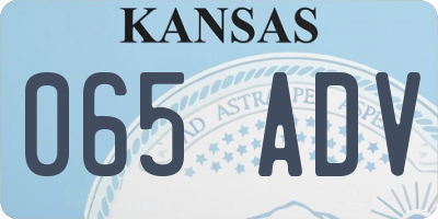 KS license plate 065ADV