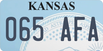 KS license plate 065AFA