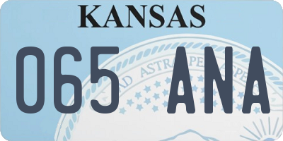 KS license plate 065ANA