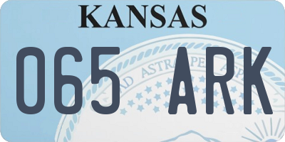 KS license plate 065ARK