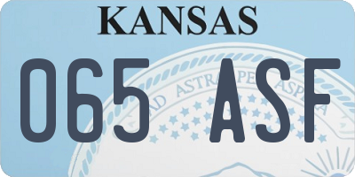 KS license plate 065ASF