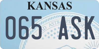 KS license plate 065ASK