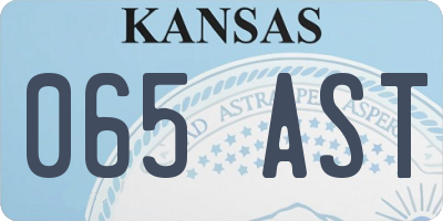 KS license plate 065AST