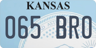 KS license plate 065BRO