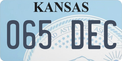 KS license plate 065DEC