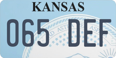 KS license plate 065DEF