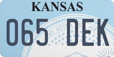 KS license plate 065DEK