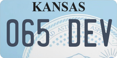 KS license plate 065DEV