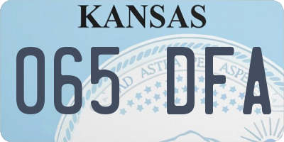 KS license plate 065DFA