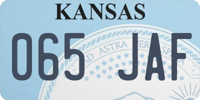 KS license plate 065JAF