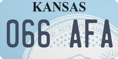 KS license plate 066AFA