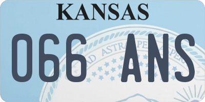 KS license plate 066ANS