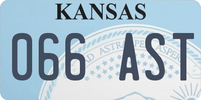 KS license plate 066AST