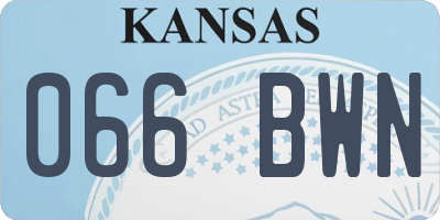 KS license plate 066BWN