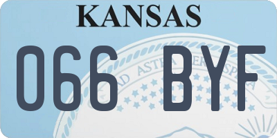 KS license plate 066BYF