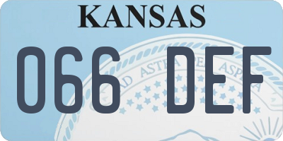 KS license plate 066DEF